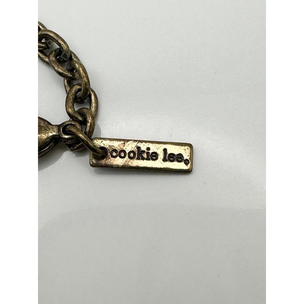 Cookie Lee Green Rhinestone Statement Necklace 21” - image 7